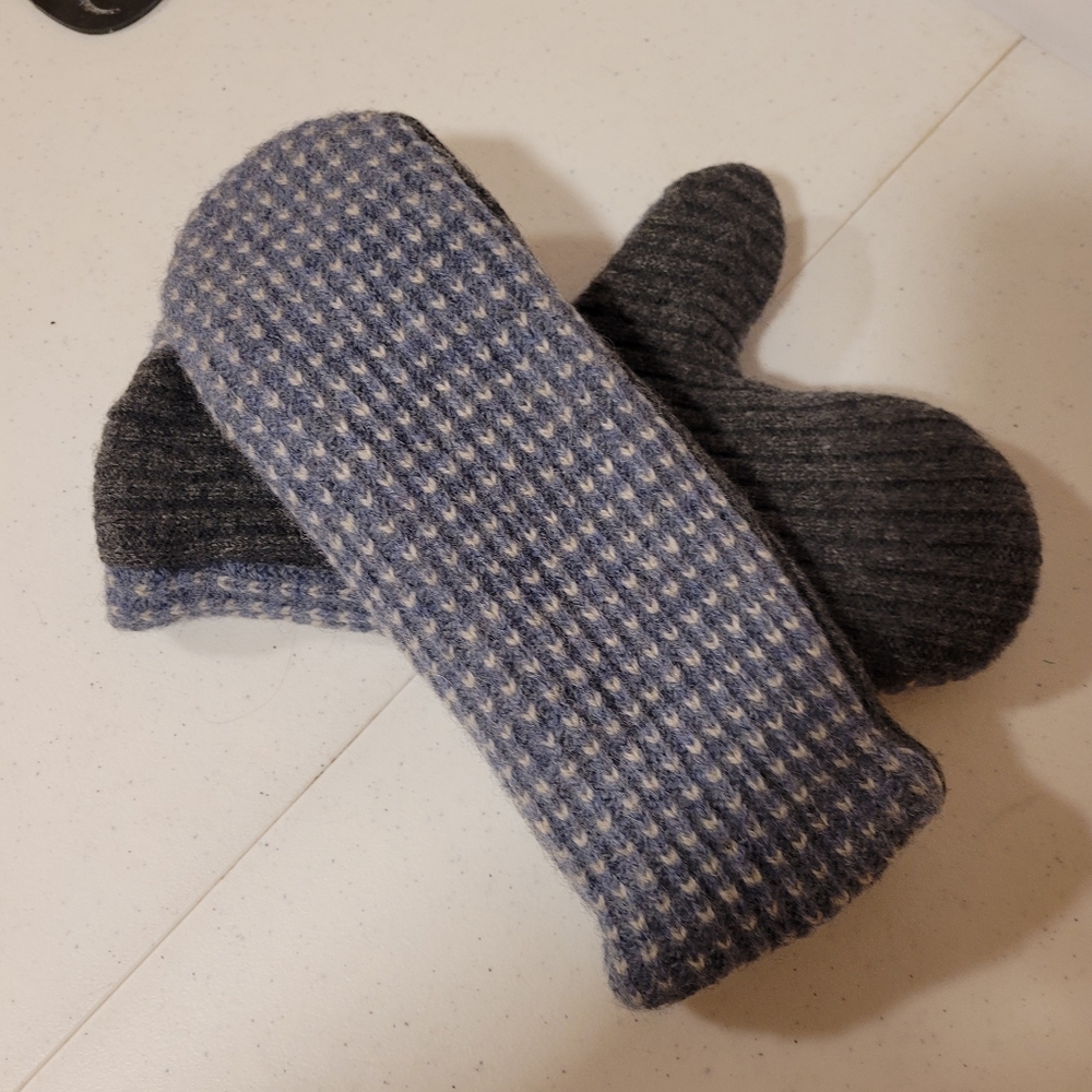 Home made upcycled wool mittens